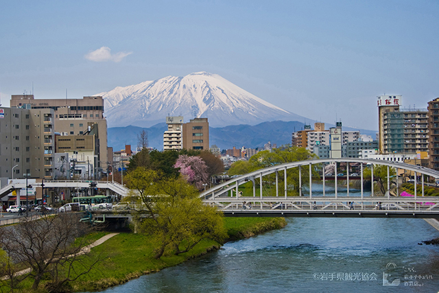 View of Iwate Mountain from Kaiunbashi Bridge